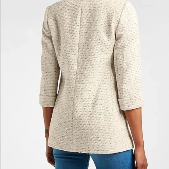 EXPRESS Notch Collar Tweed Boyfriend Blazer - Picture 3 of 16